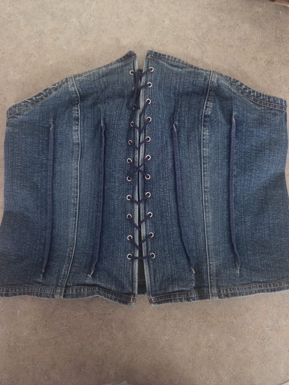 Venezia jeans and co Denim Lace-Up Corset Top - Blue